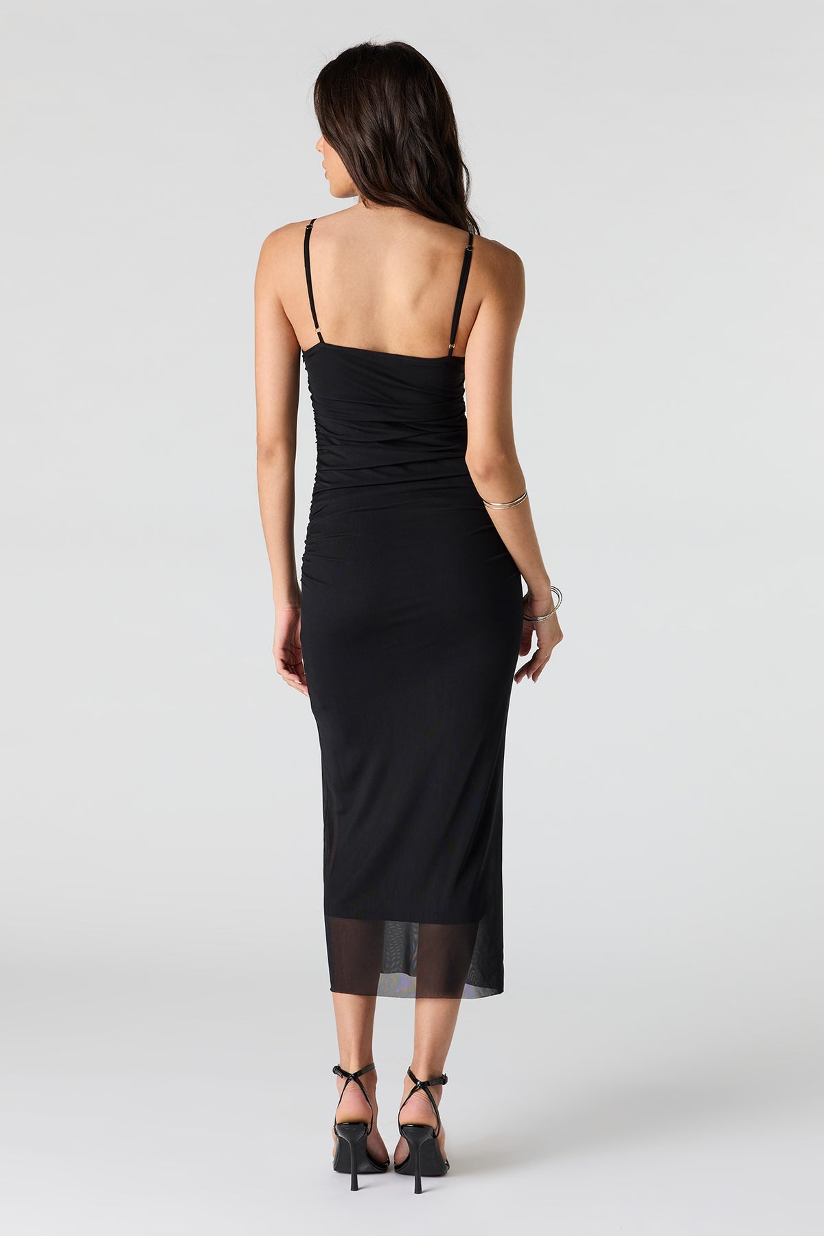 Alt View 3. Mesh Ruched Bustier Midi Dress - Black