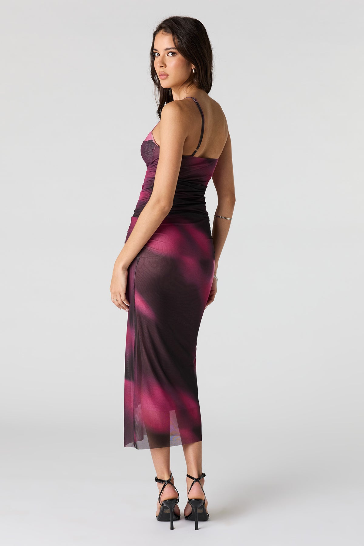 Vue alternative 3. Robe bustier midi ruchée en filet