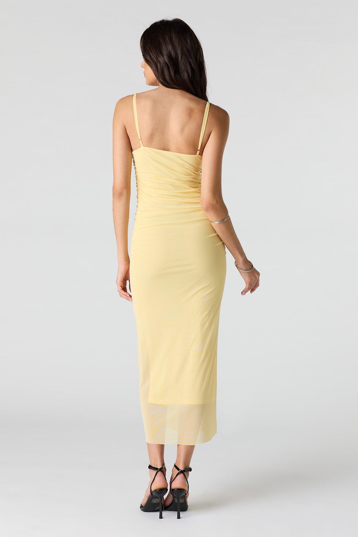 Alt View 3. Mesh Ruched Bustier Midi Dress - Taupe