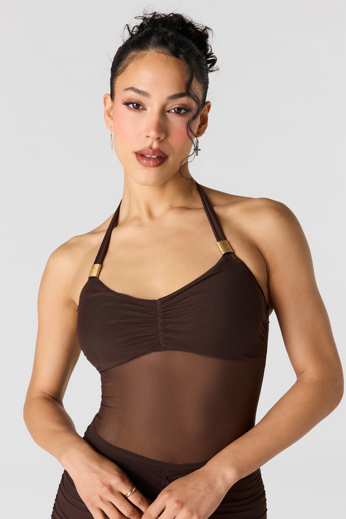 Vue alternative 4. Robe bain-de-soleil maxi volantée ruchée en filet