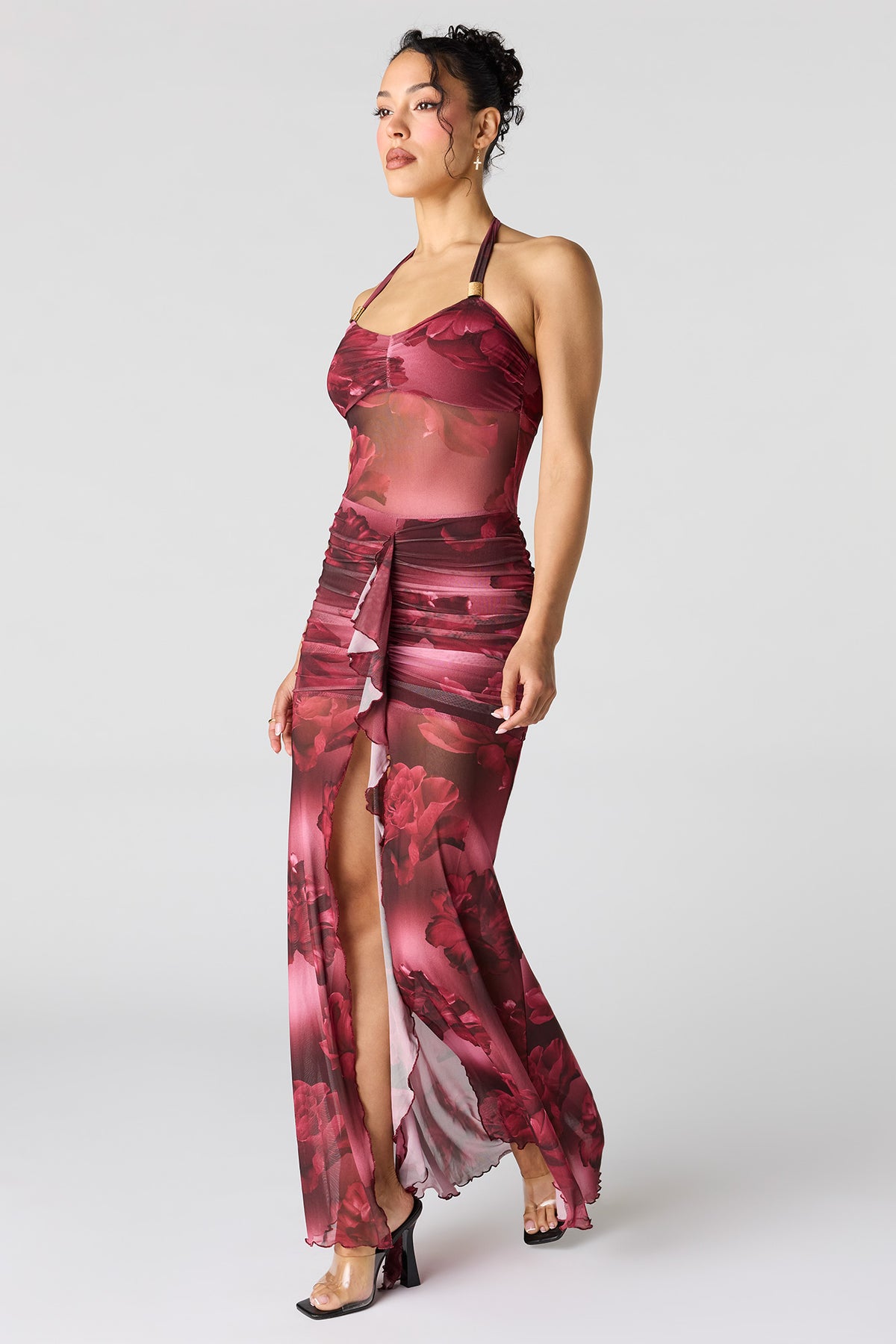 Vue alternative 2. Robe bain-de-soleil maxi volantée ruchée en filet