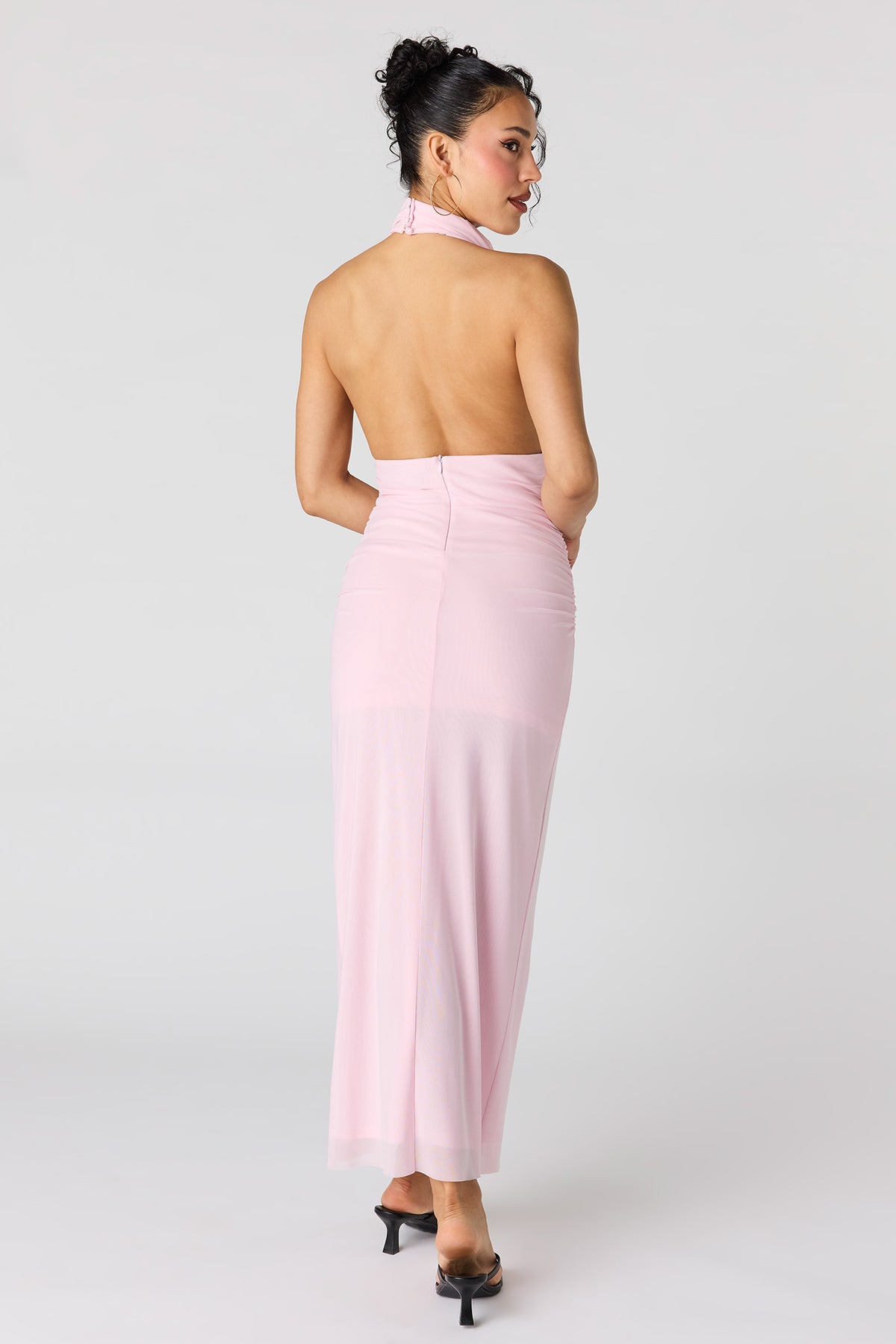 Alt View 3. Mesh Cowl Neck Maxi Halter Dress - Lilac