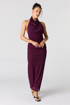 Robe bain-de-soleil maxi en filet à col châle