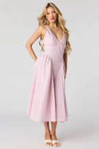 Robe midi lacée au dos avec encolure en V
