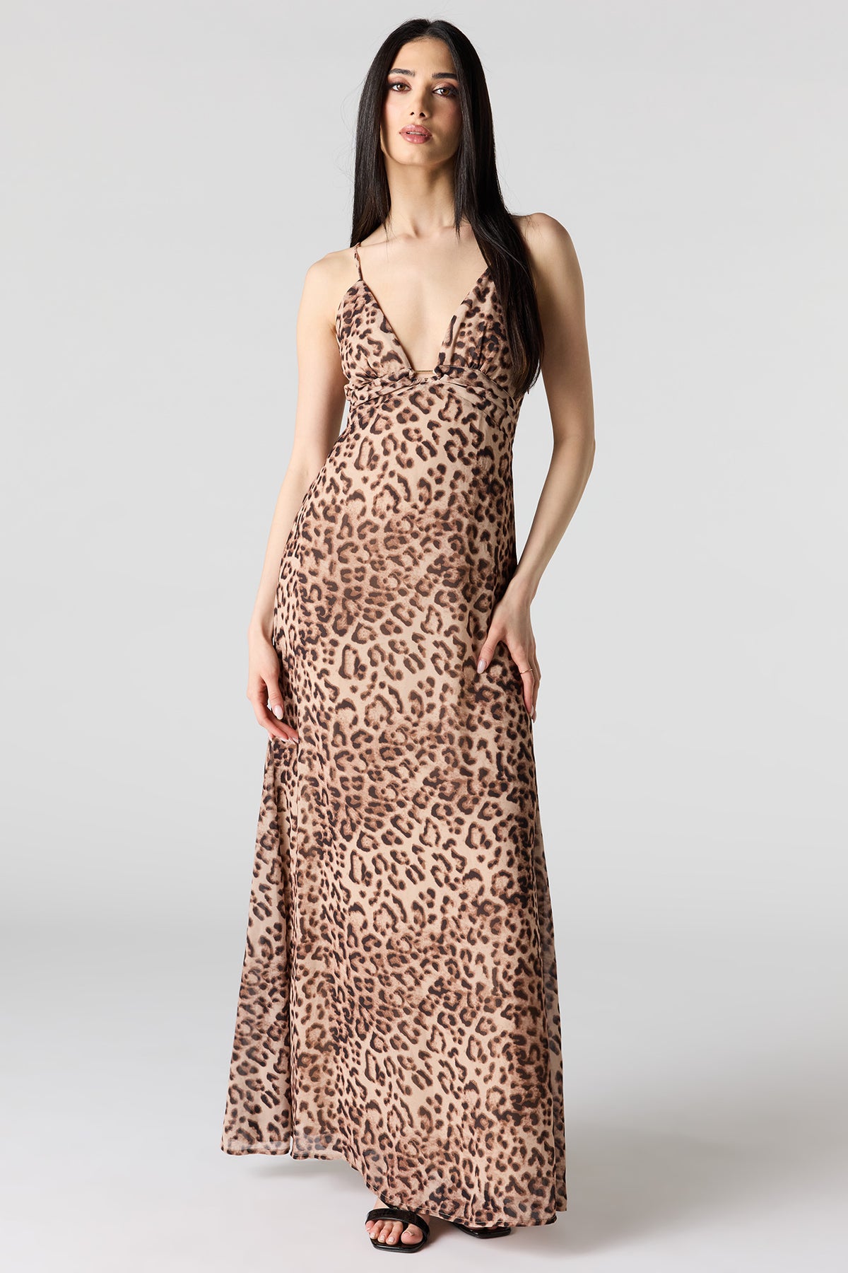 Robe maxi en chiffon à encolure en V