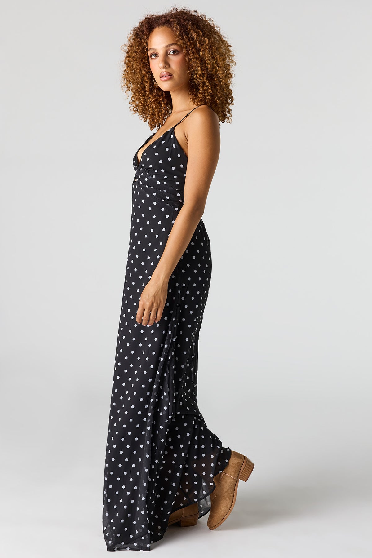 Alt View 2. Chiffon V-Neck Maxi Dress - Black