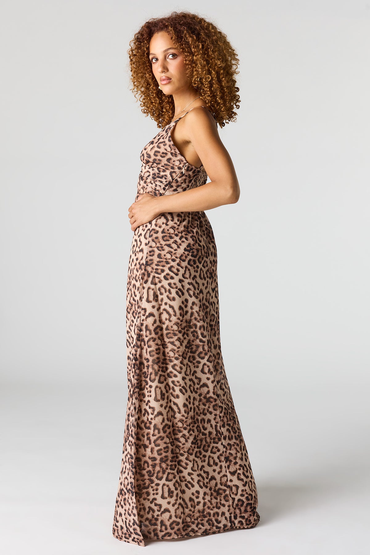 Alt View 2. Chiffon V-Neck Maxi Dress - Leopard