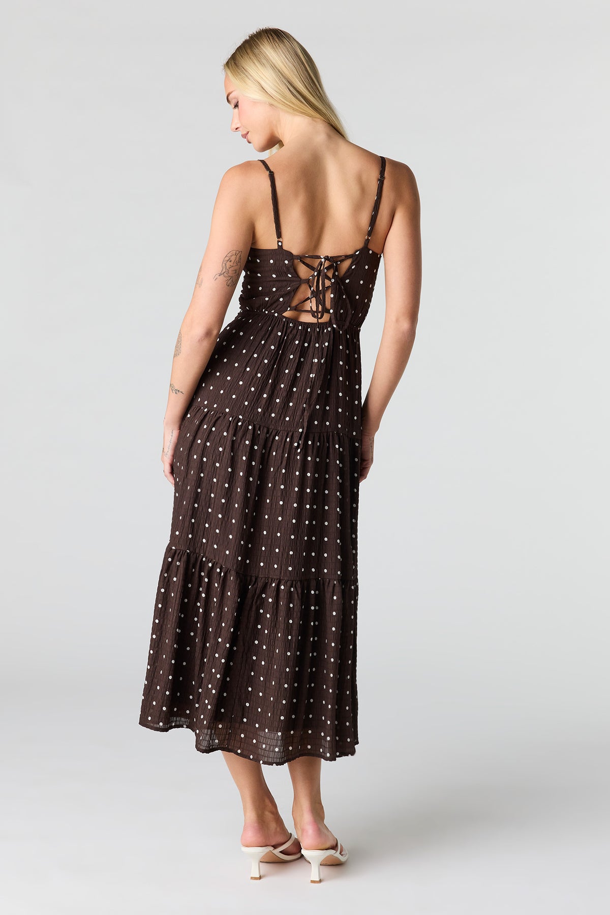 Alt View 4. Textured Sweetheart Midi Dress - Brown