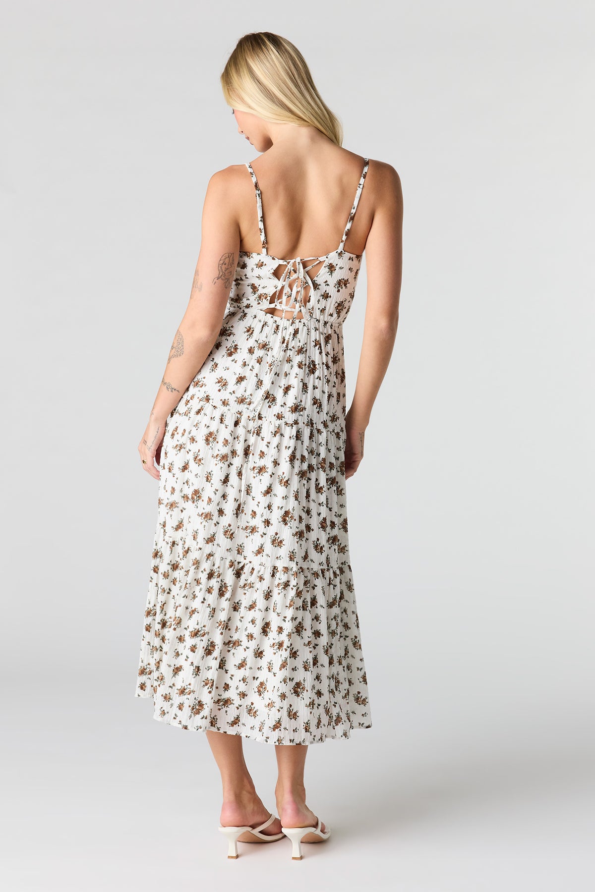 Alt View 3. Textured Sweetheart Midi Dress - Light Brown