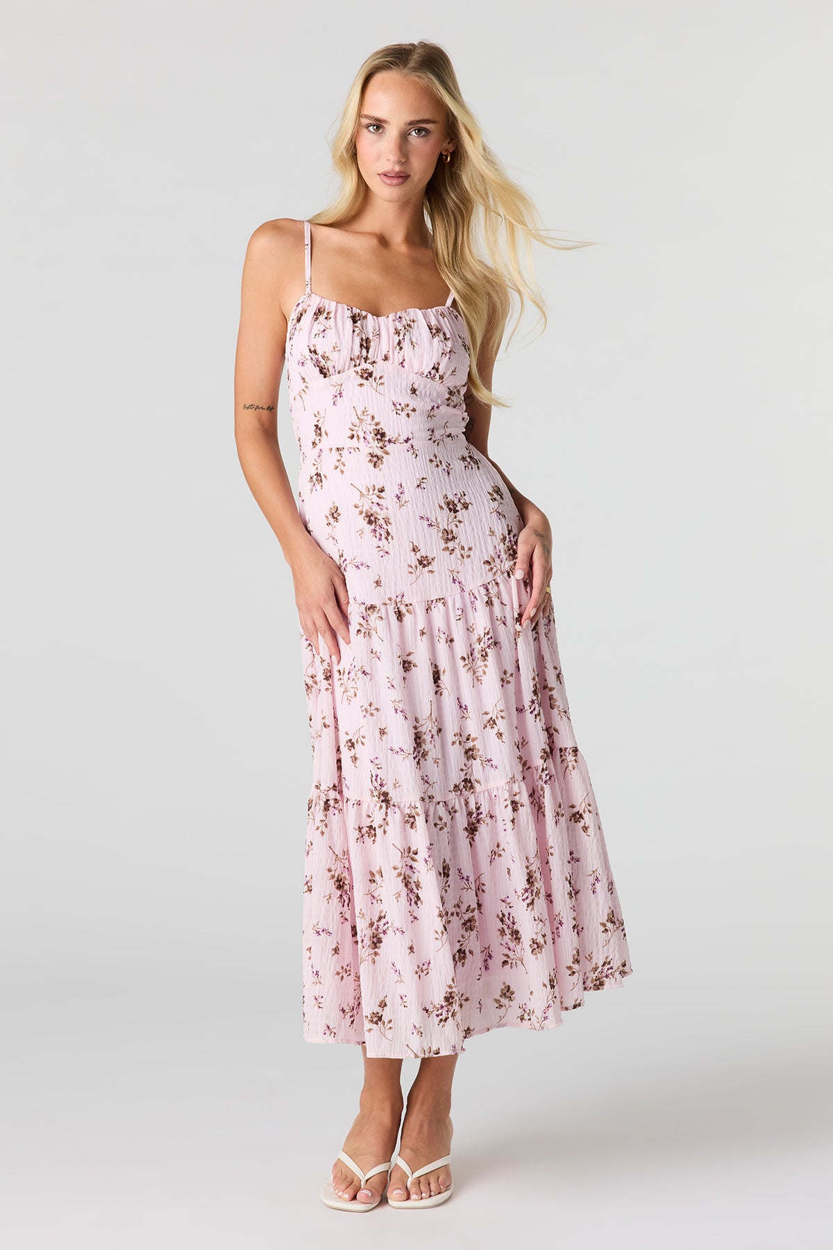 Textured Sweetheart Midi Dress - Lilac