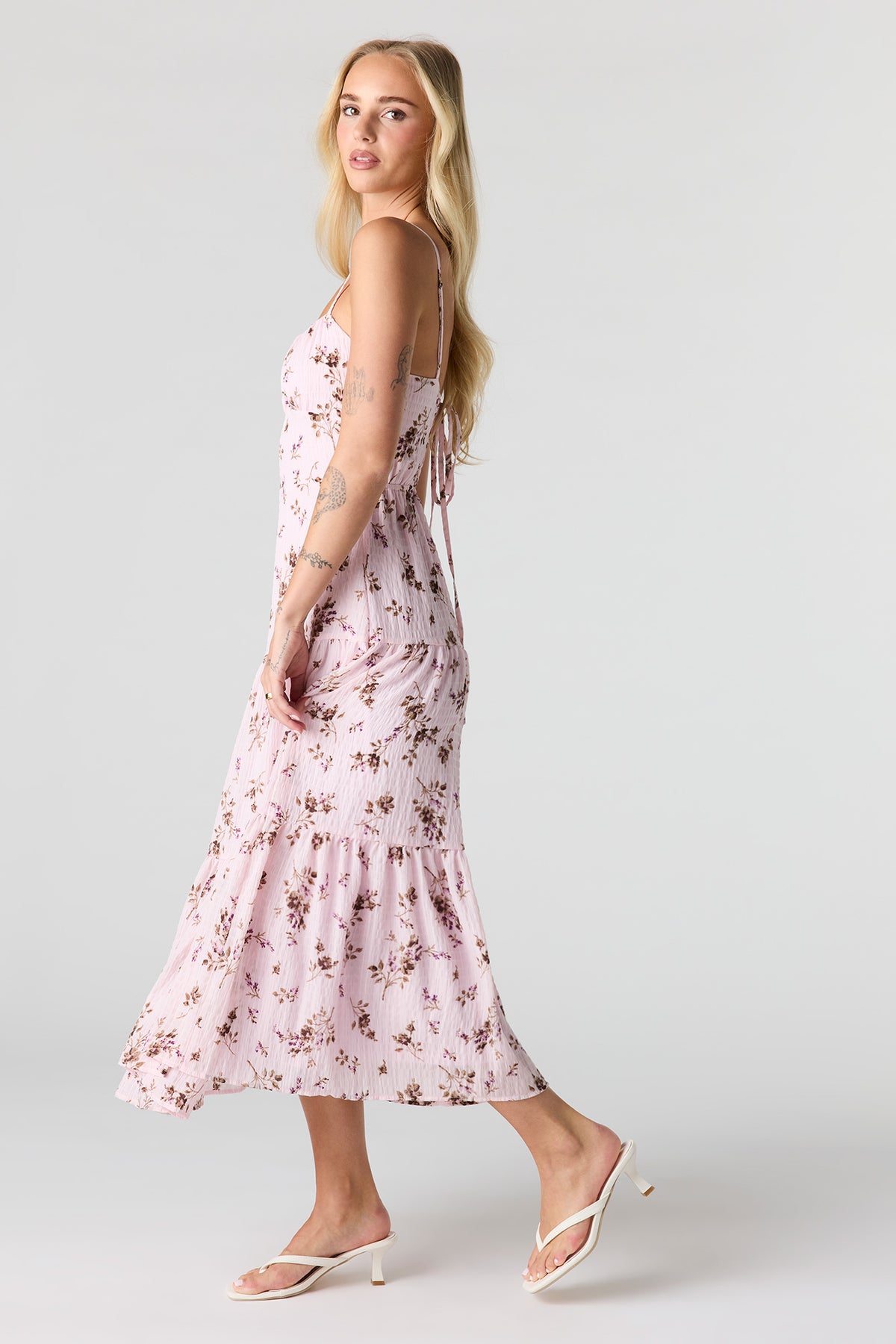 Alt View 2. Textured Sweetheart Midi Dress - Lilac