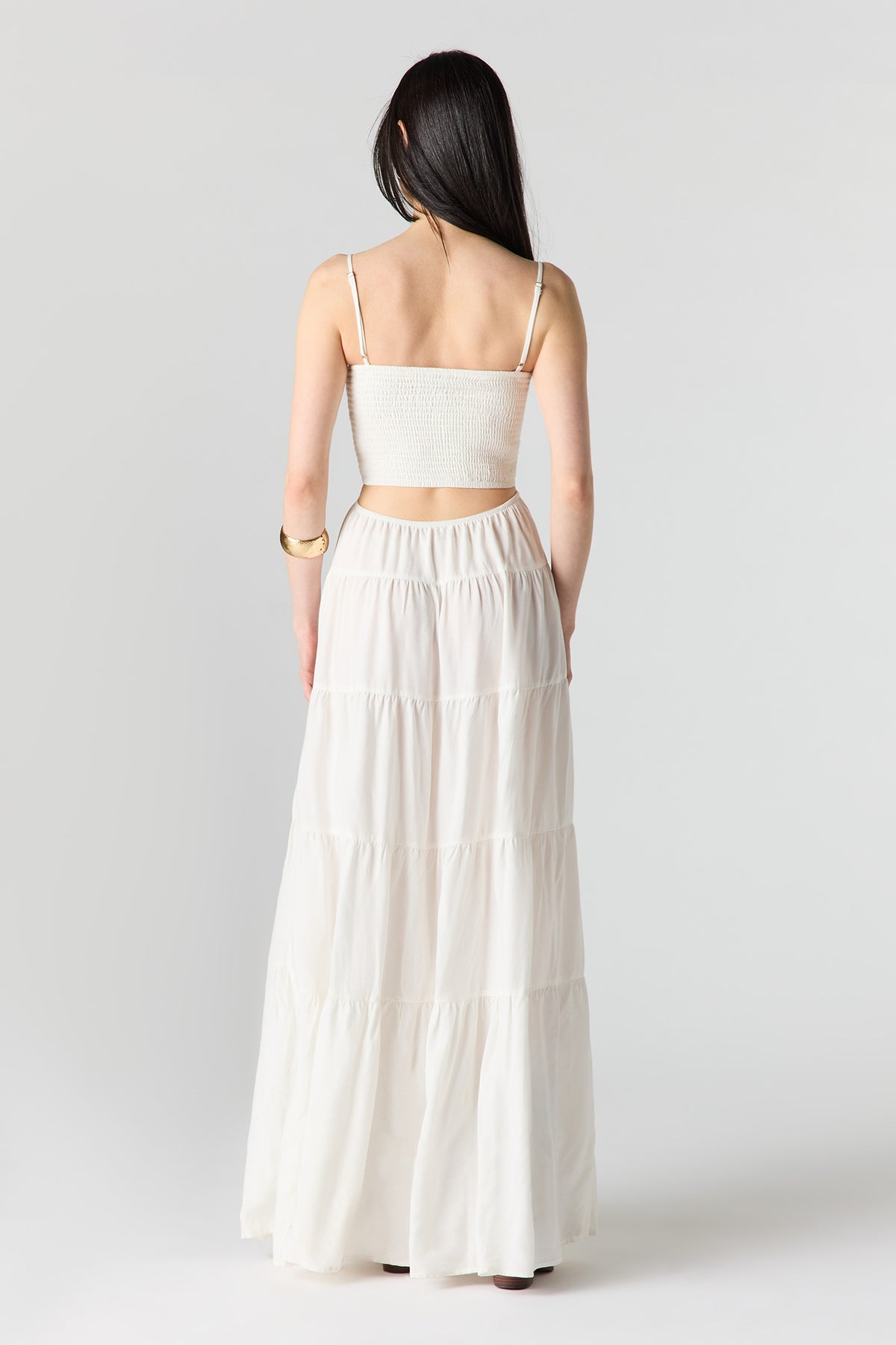 Alt View 3. Smocked Tiered Maxi Dress - White