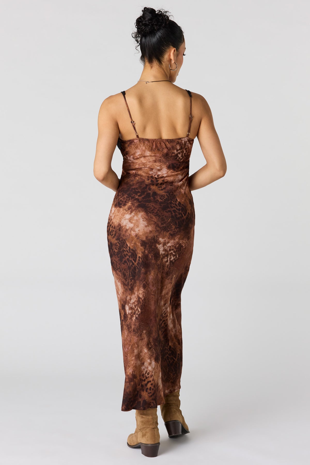 Alt View 3. Lace Animal Print Midi Dress - Dark Brown