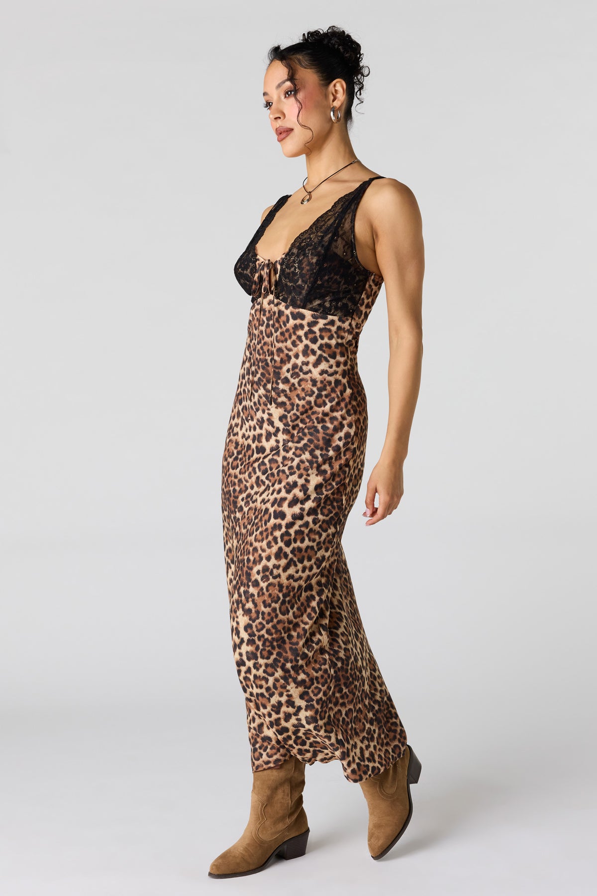 Alt View 2. Lace Animal Print Midi Dress - Leopard