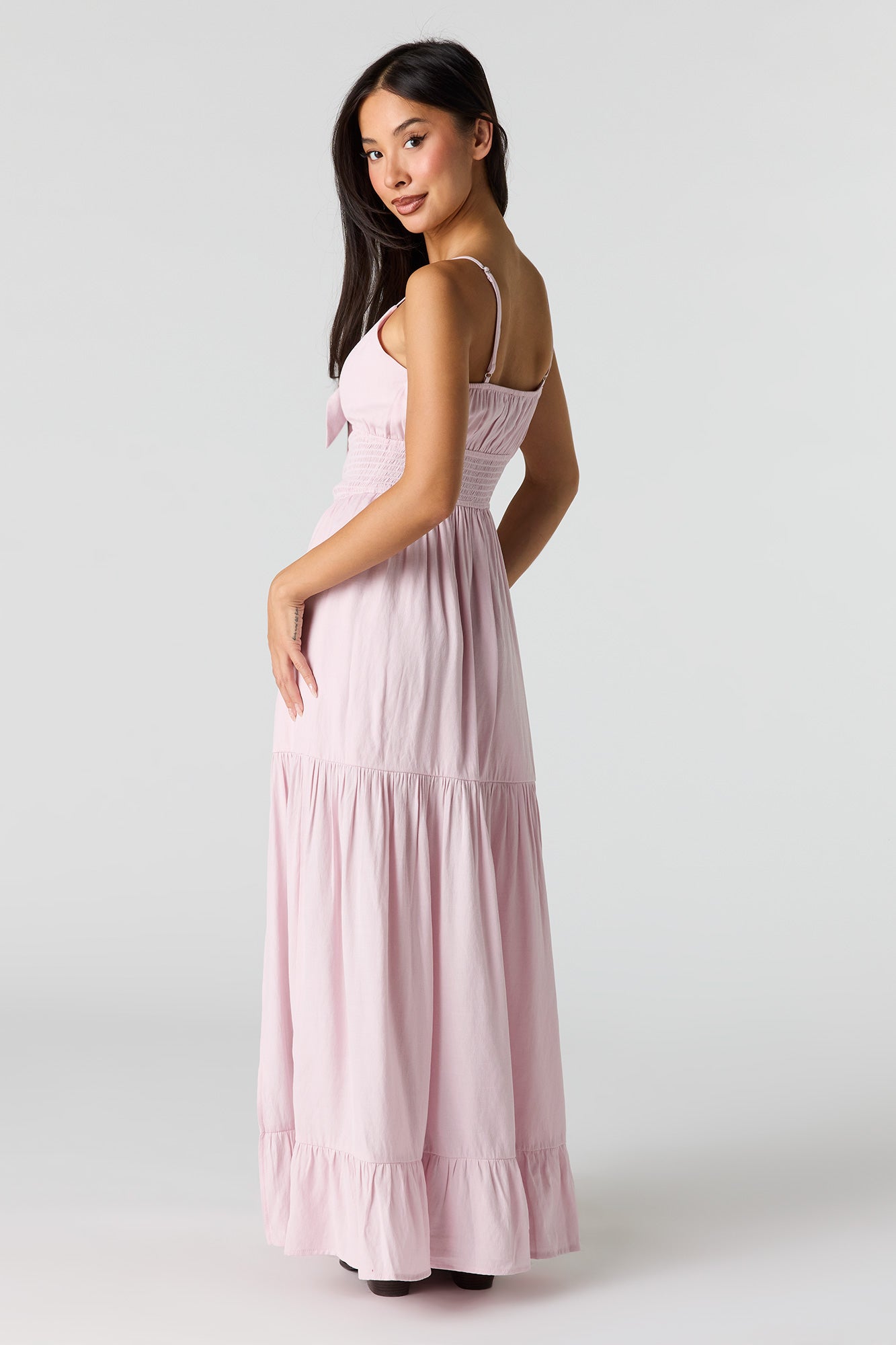 Crepe Smocked Tiered Slit Maxi Dress – Urban Planet