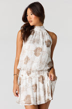 Chiffon Self-Tie Back Mini Dress
