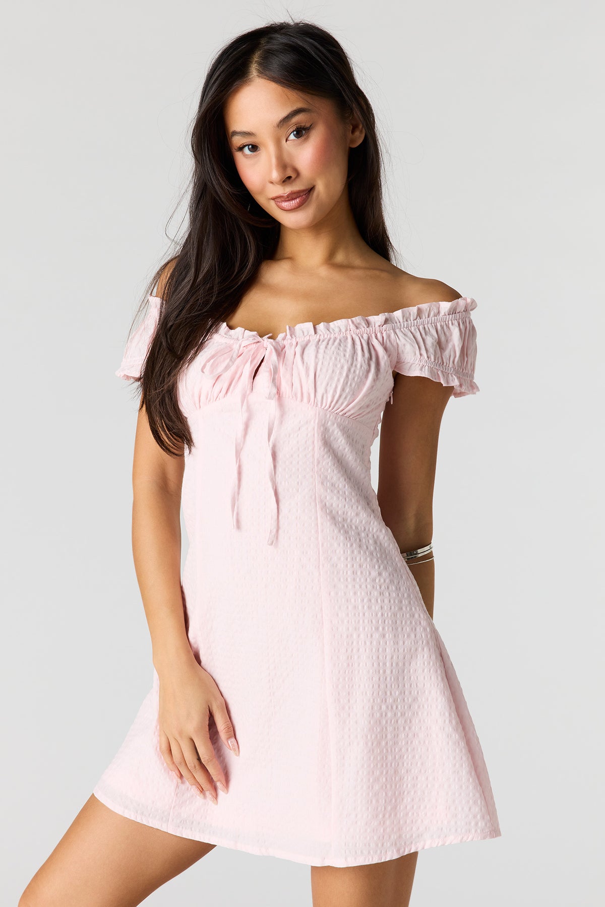 Minirobe volantée smockée en popeline