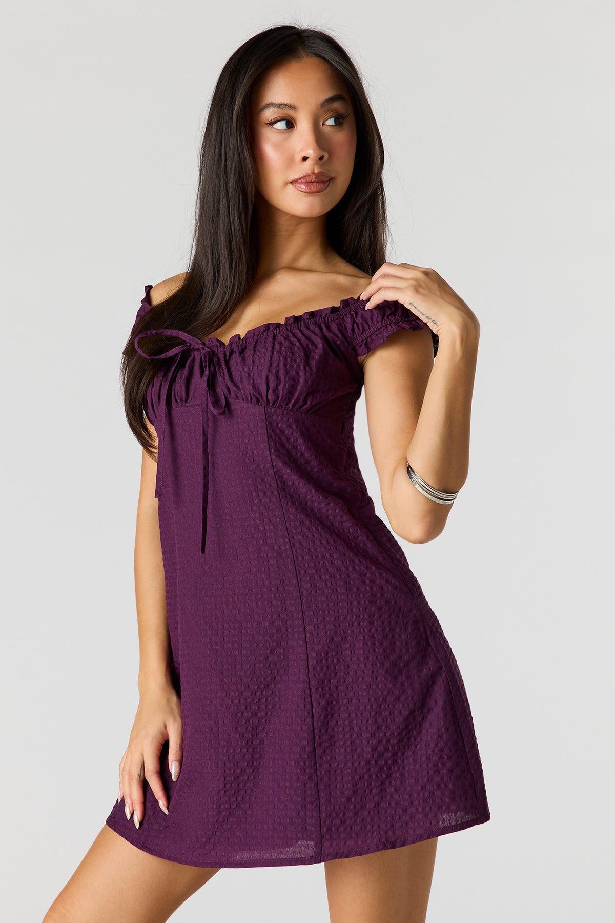 Minirobe volantée smockée en popeline