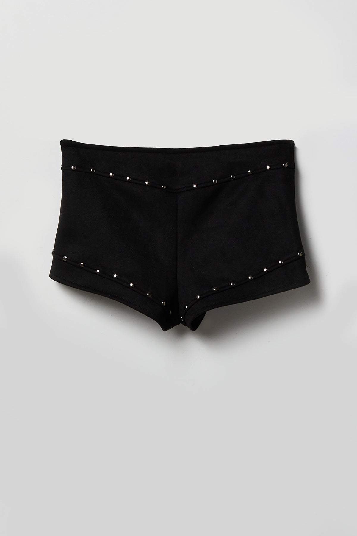 Suede Studded Micro Mini Short - Black