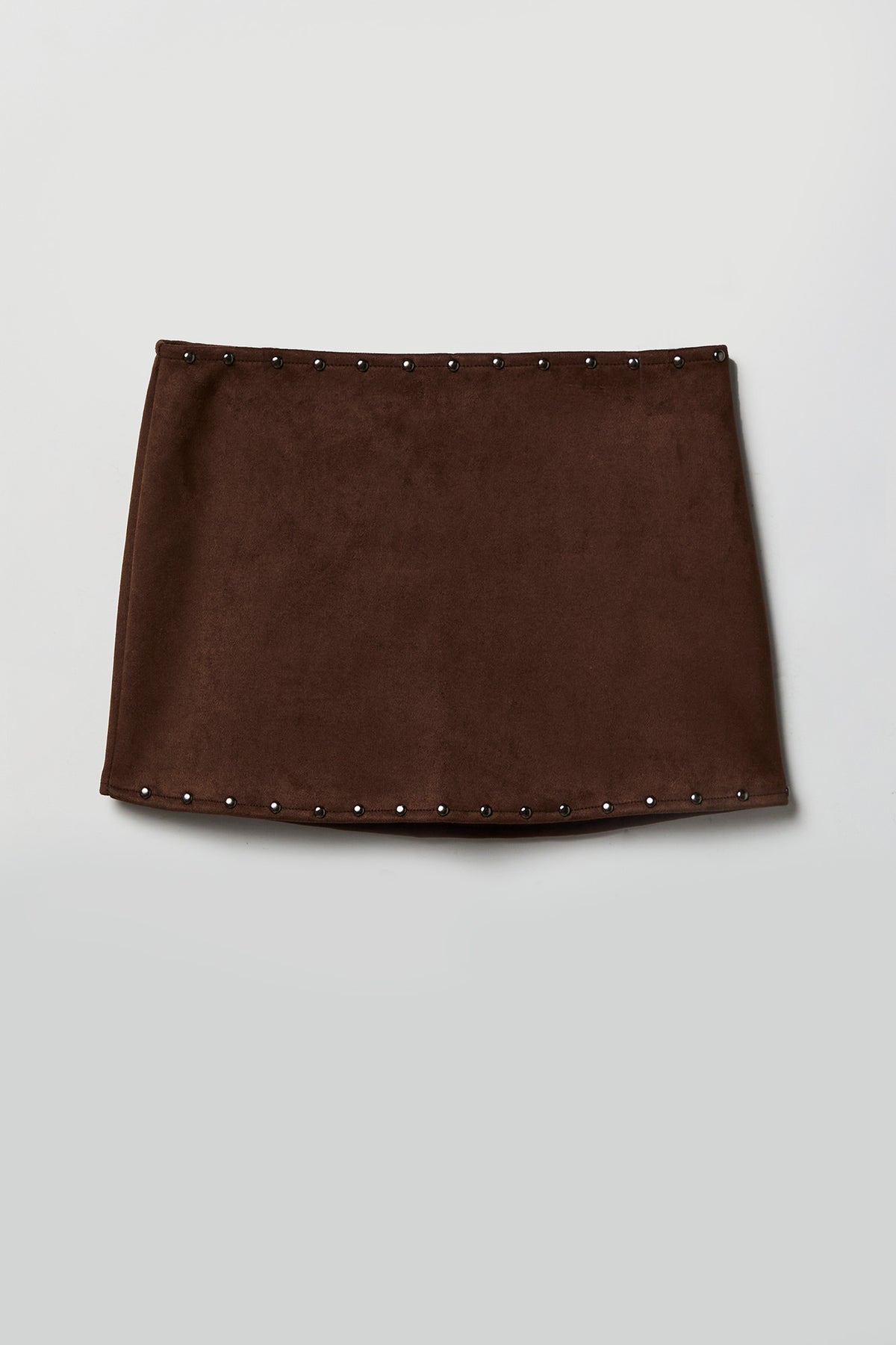 Suede Studded Halter Mini Skort - Brown