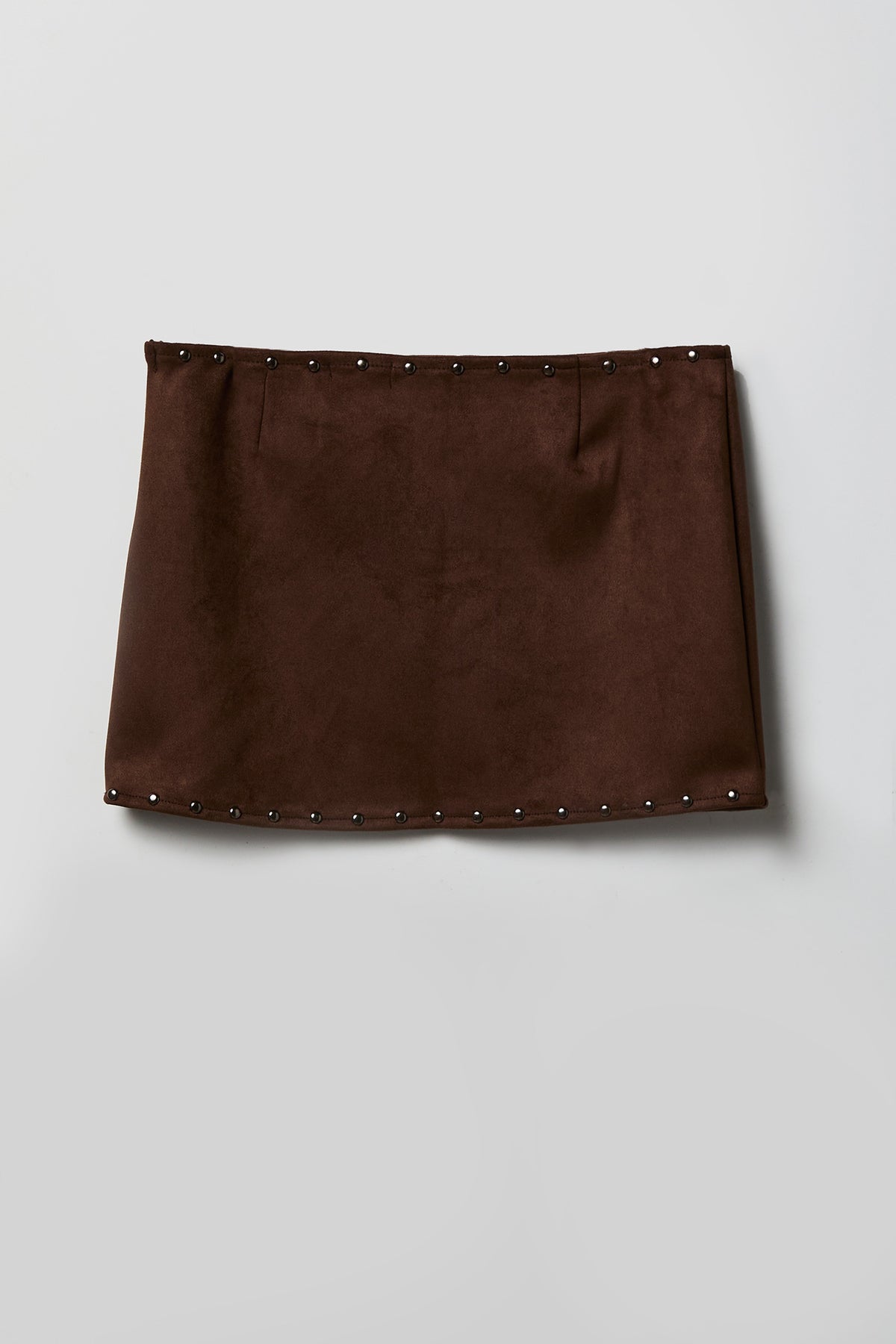 Alt View 2. Suede Studded Halter Mini Skort - Brown