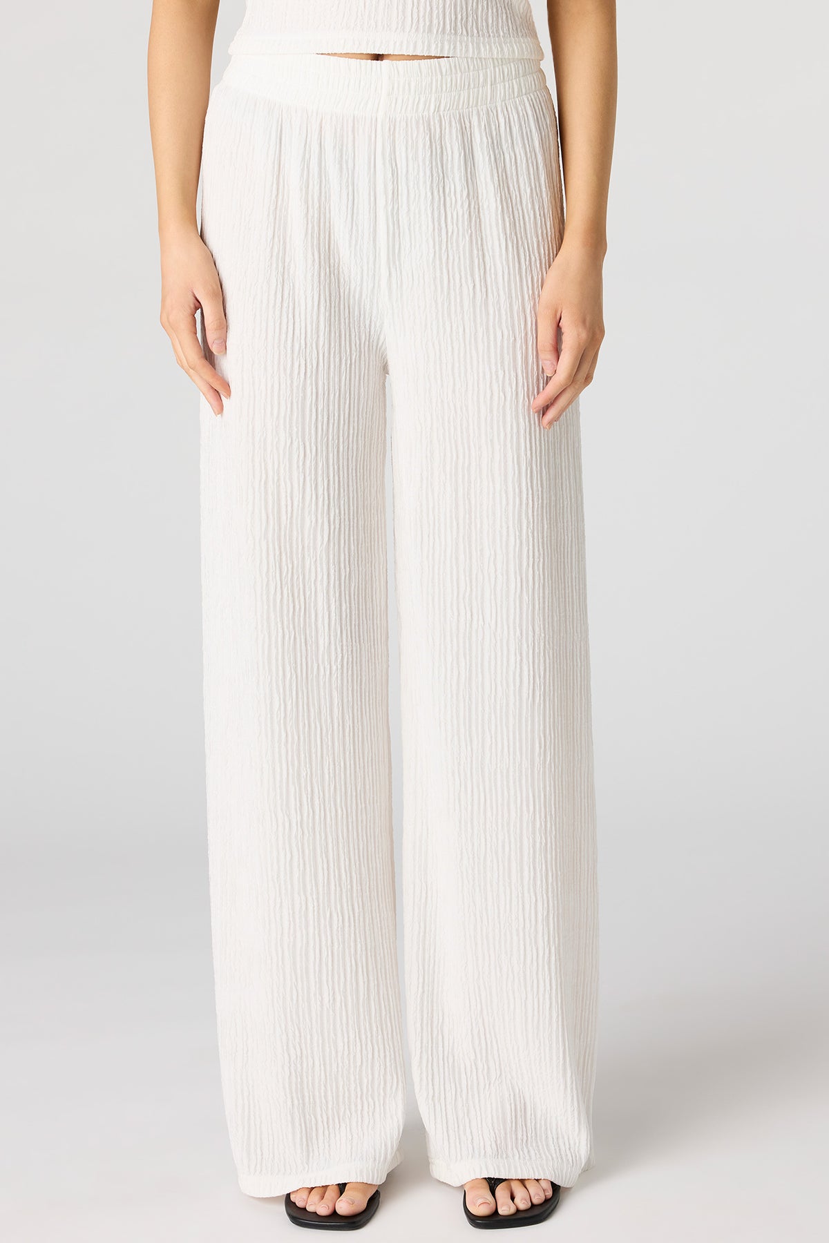 Alt View 2. Textured Wide Leg Pant - White