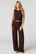 Textured Wide Leg Pant