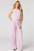 Textured Wide Leg Pant