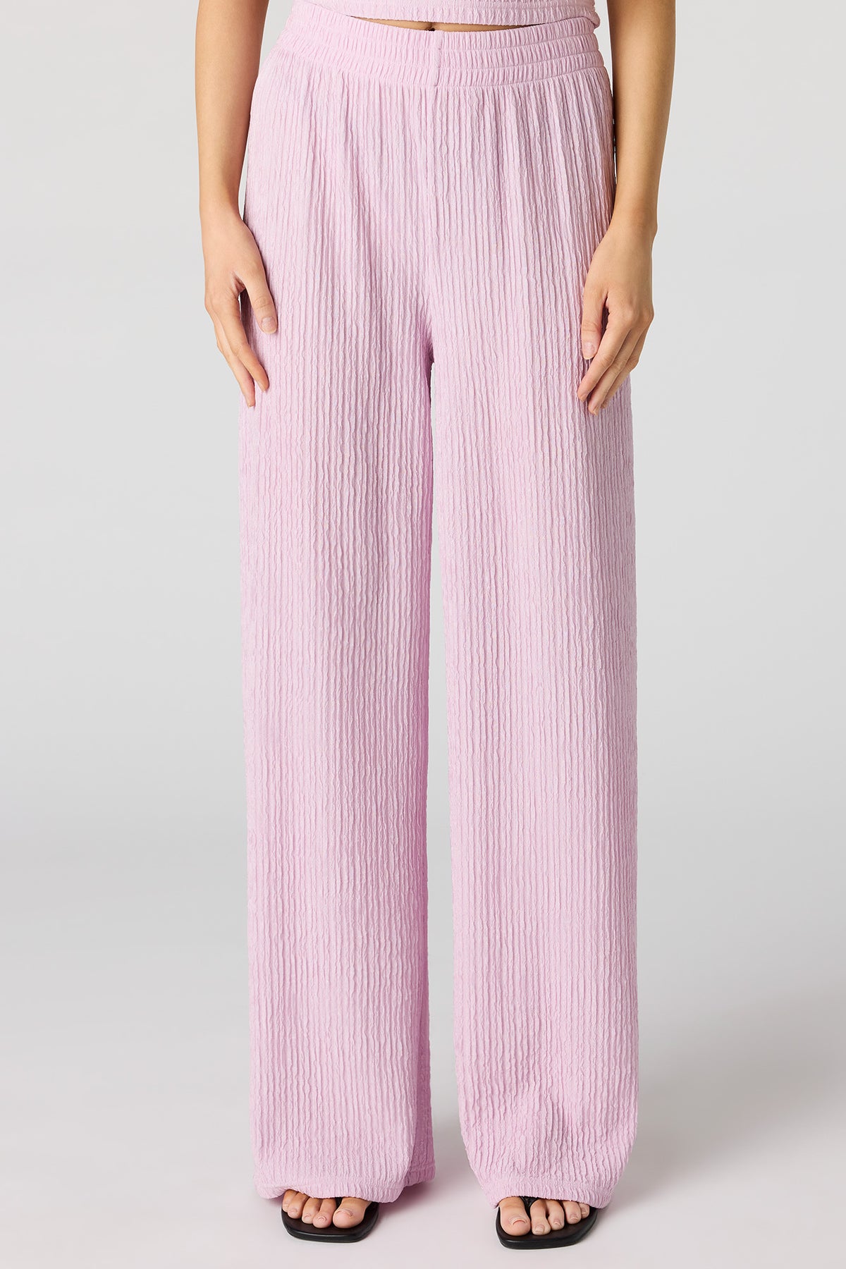 Alt View 2. Textured Wide Leg Pant - Lilac