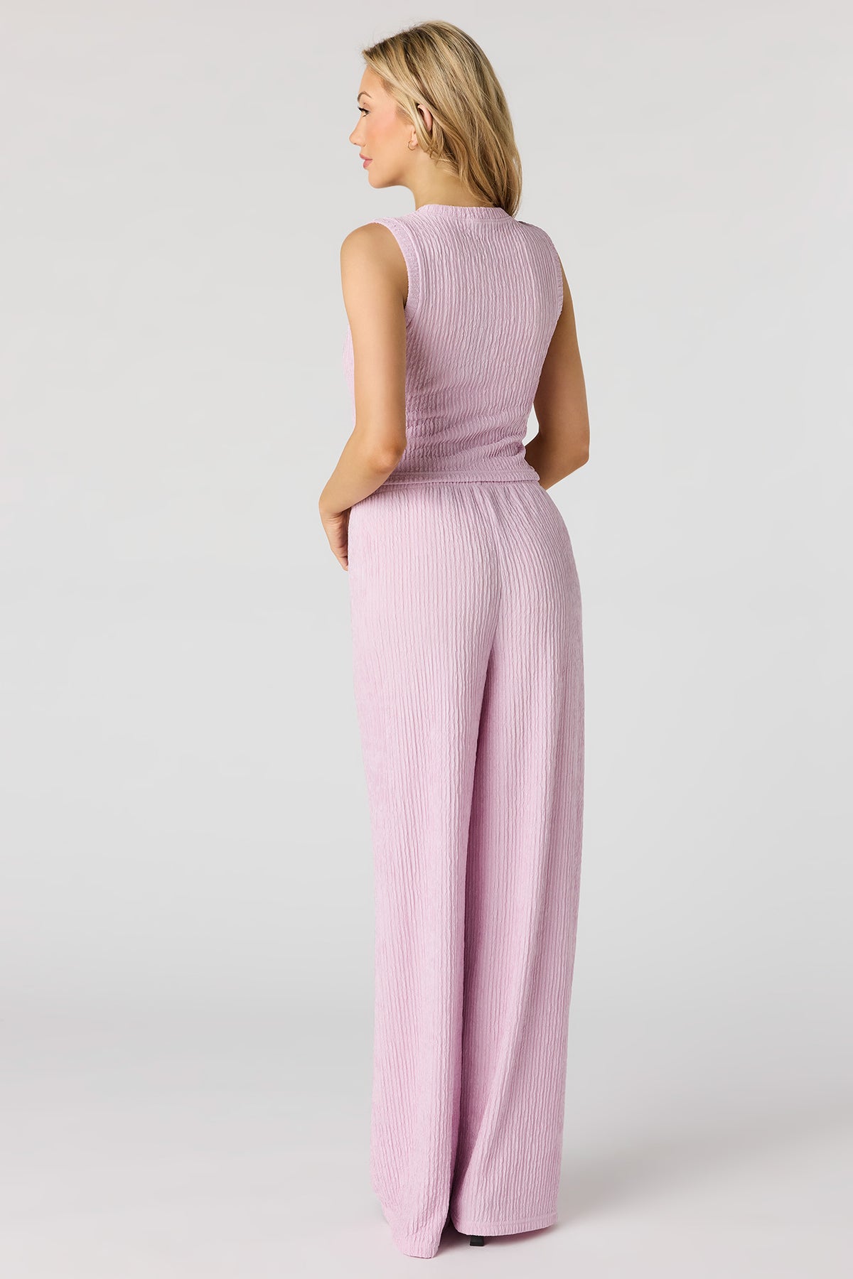 Alt View 3. Textured Wide Leg Pant - Lilac