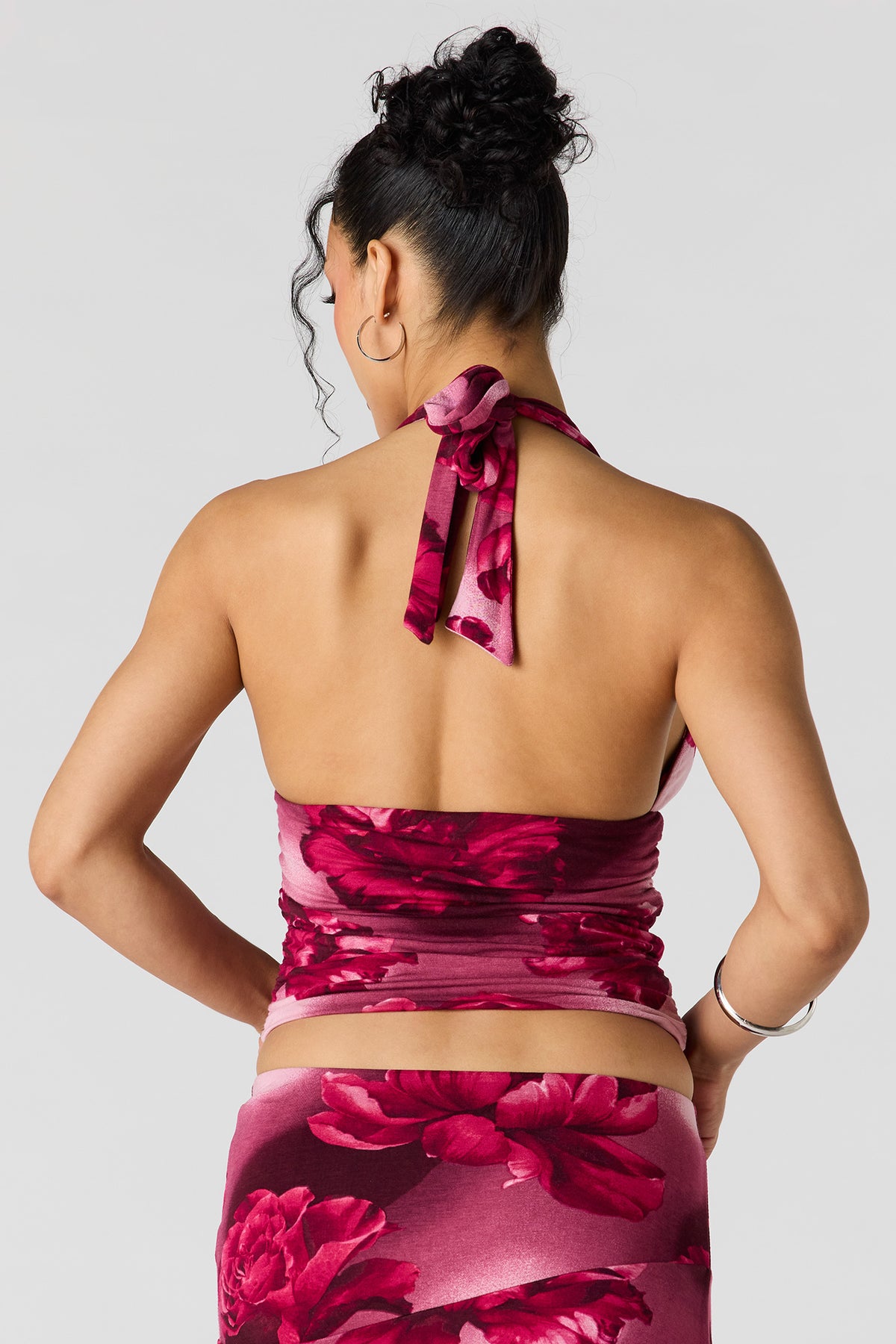 Alt View 2. V-Neck Halter Top - Magenta