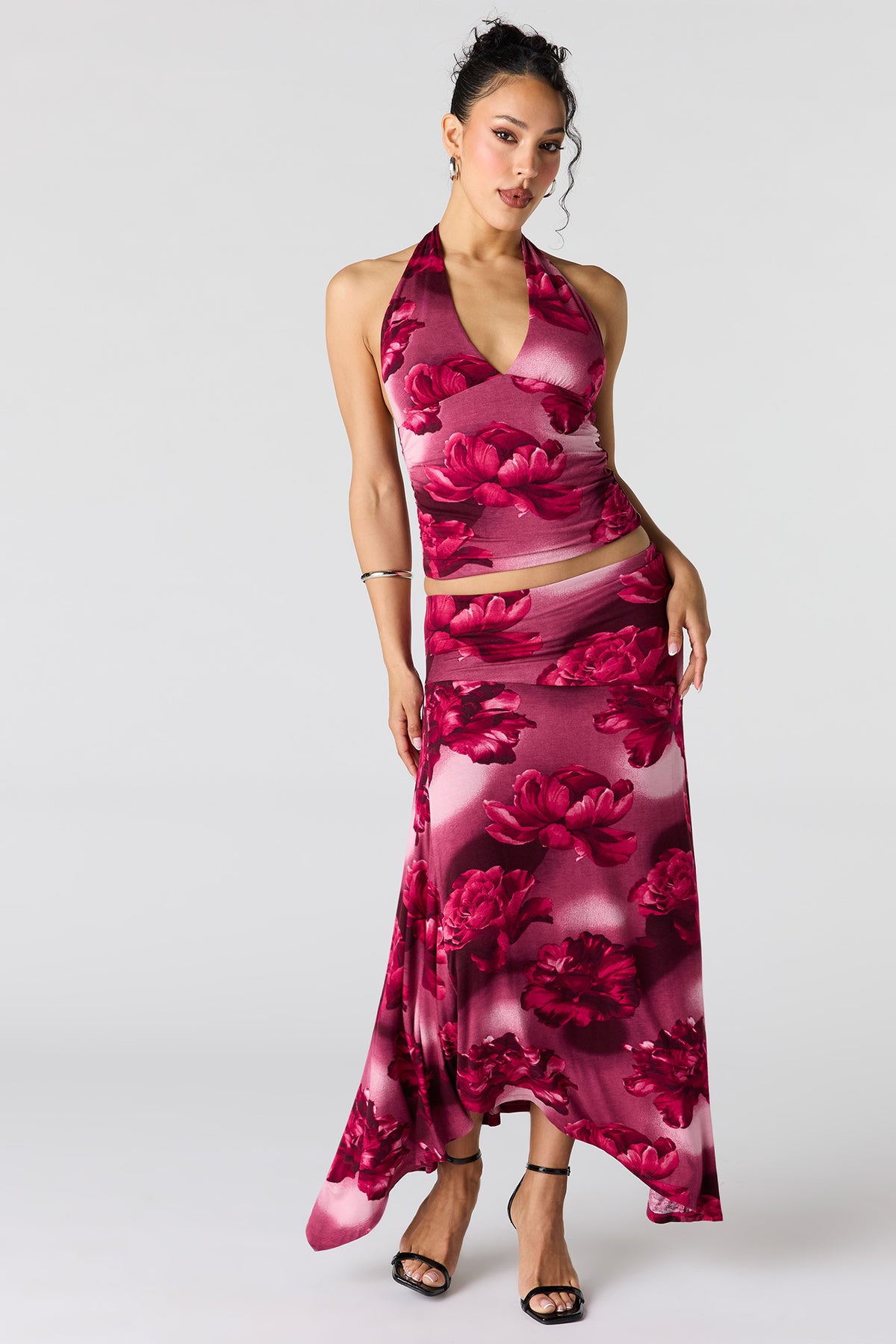 Alt View 3. V-Neck Halter Top - Magenta