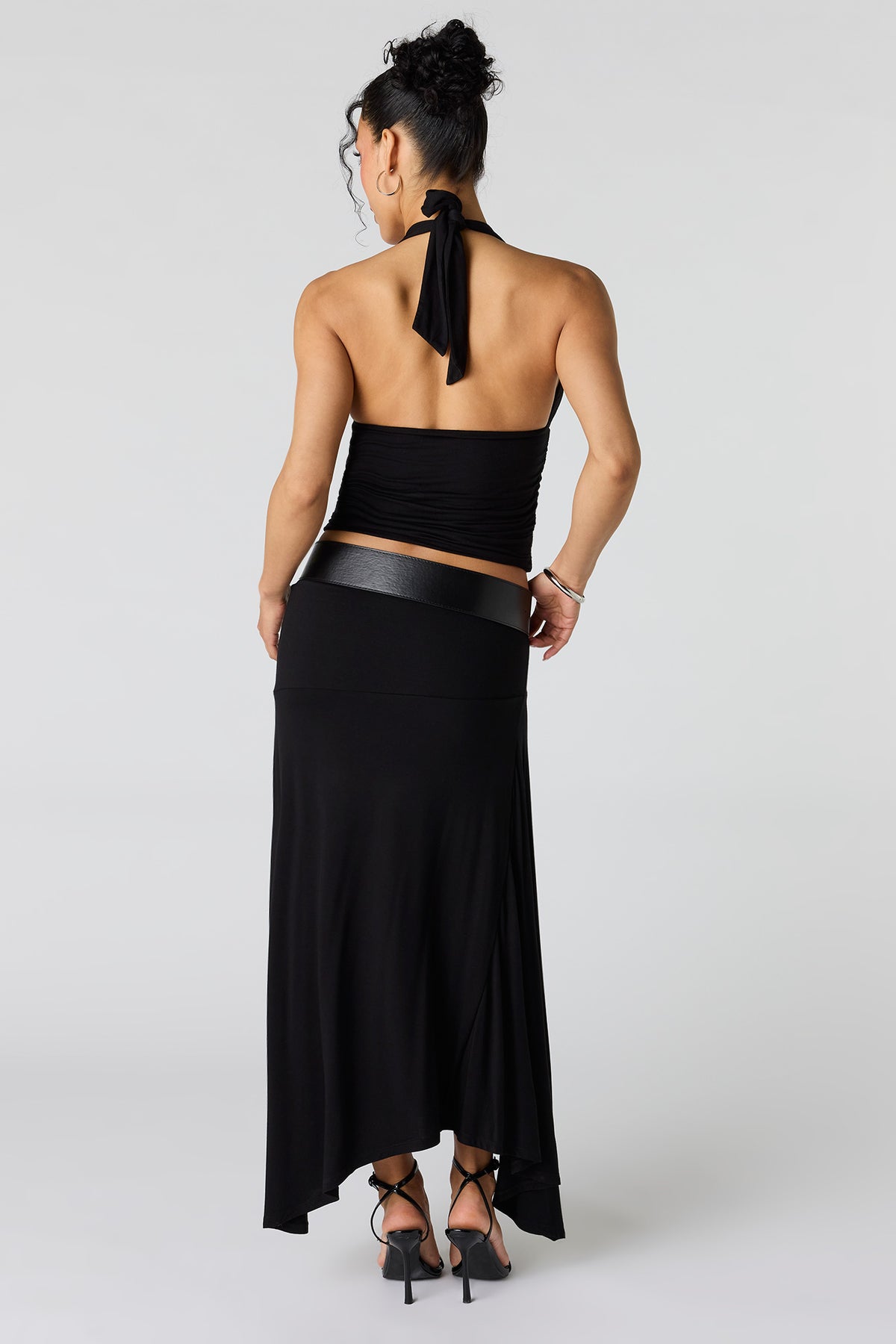 Alt View 3. Asymmetrical Maxi Skirt - Black