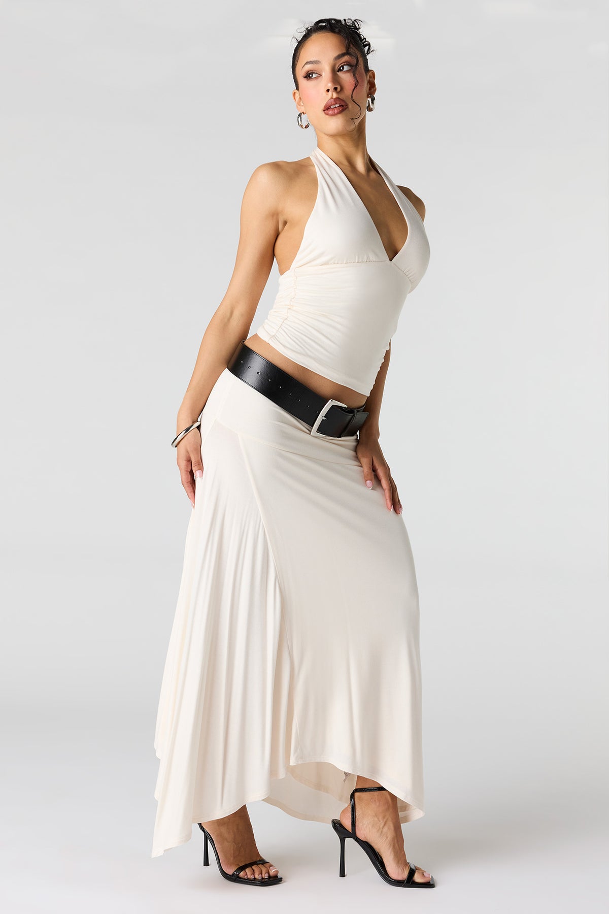 Alt View 2. Asymmetrical Maxi Skirt - White