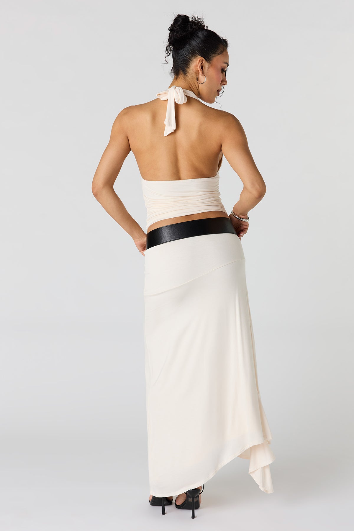 Alt View 3. Asymmetrical Maxi Skirt - White
