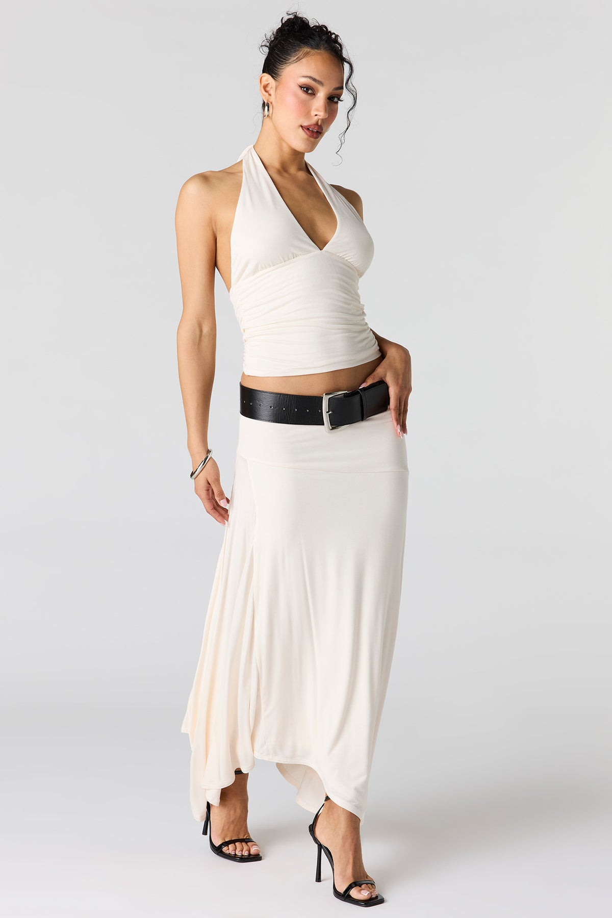 Asymmetrical Maxi Skirt - White