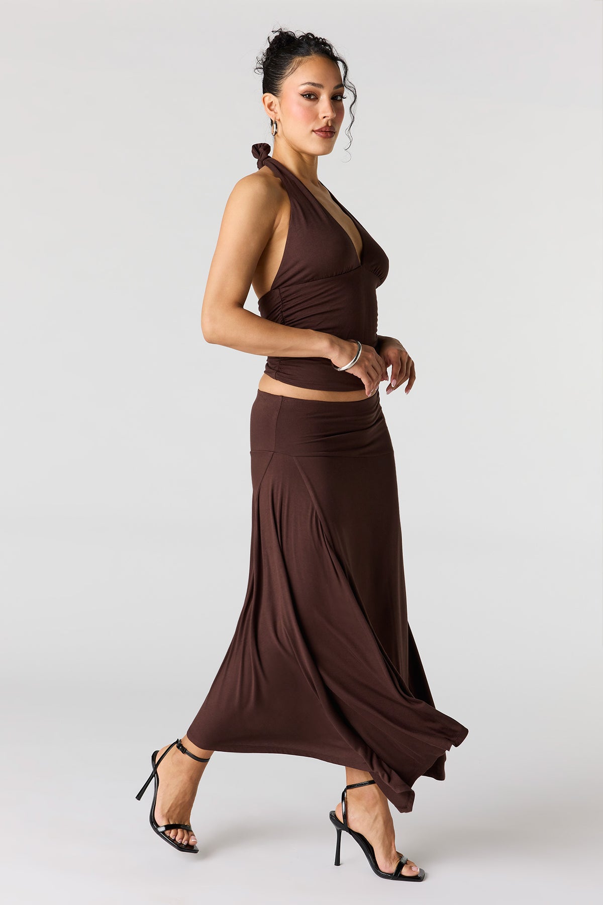 Alt View 2. Asymmetrical Maxi Skirt - Brown