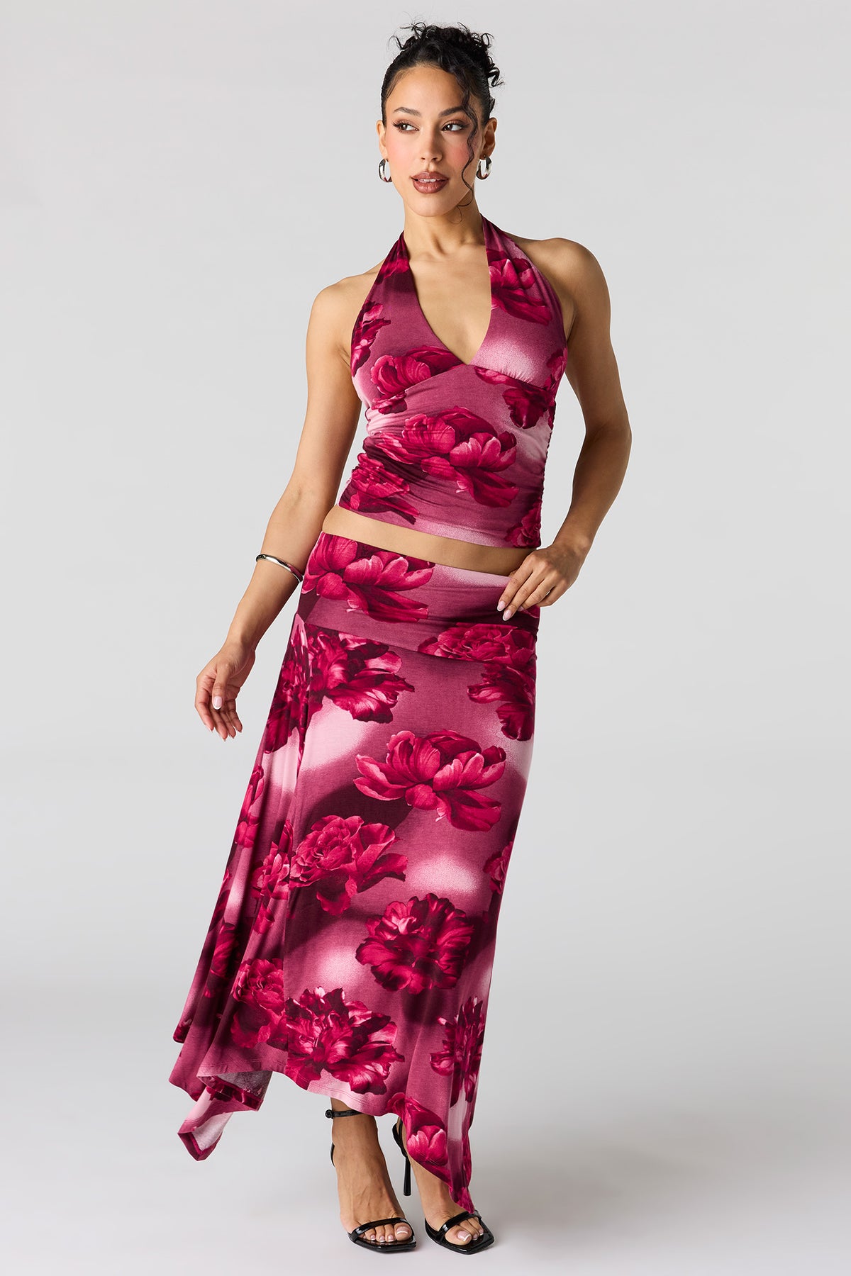 Asymmetrical Maxi Skirt - Magenta