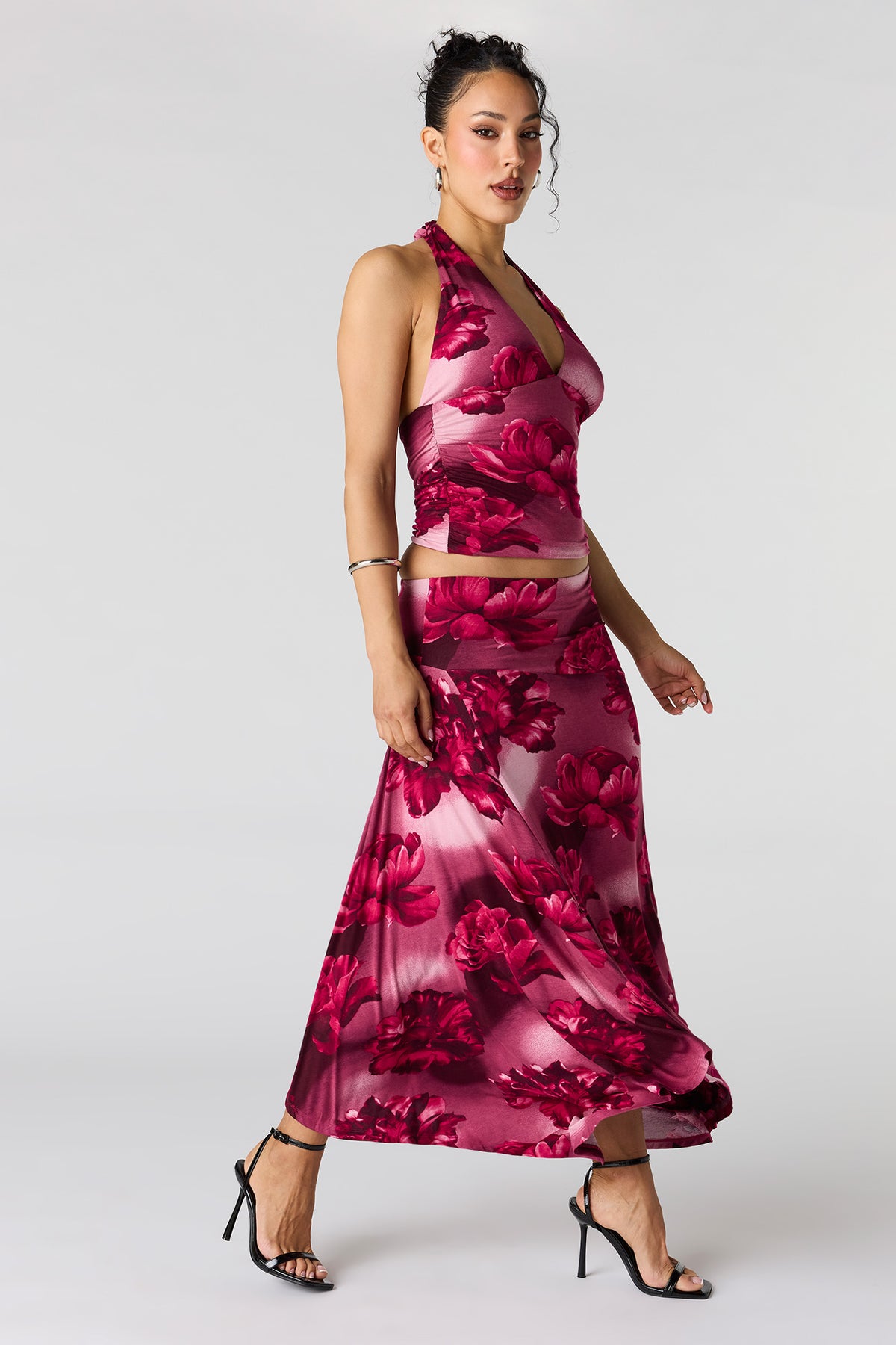 Alt View 2. Asymmetrical Maxi Skirt - Magenta