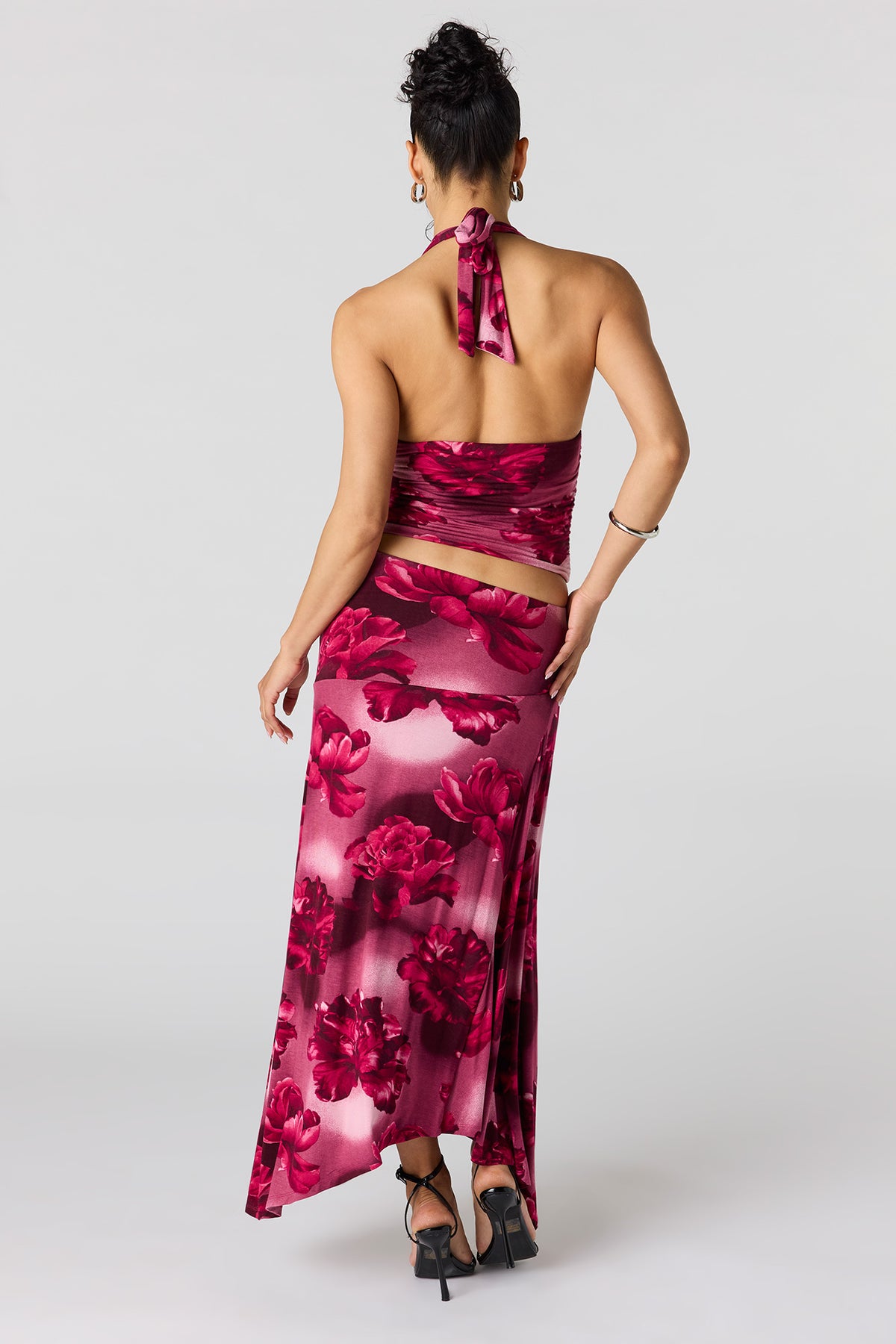 Alt View 3. Asymmetrical Maxi Skirt - Magenta