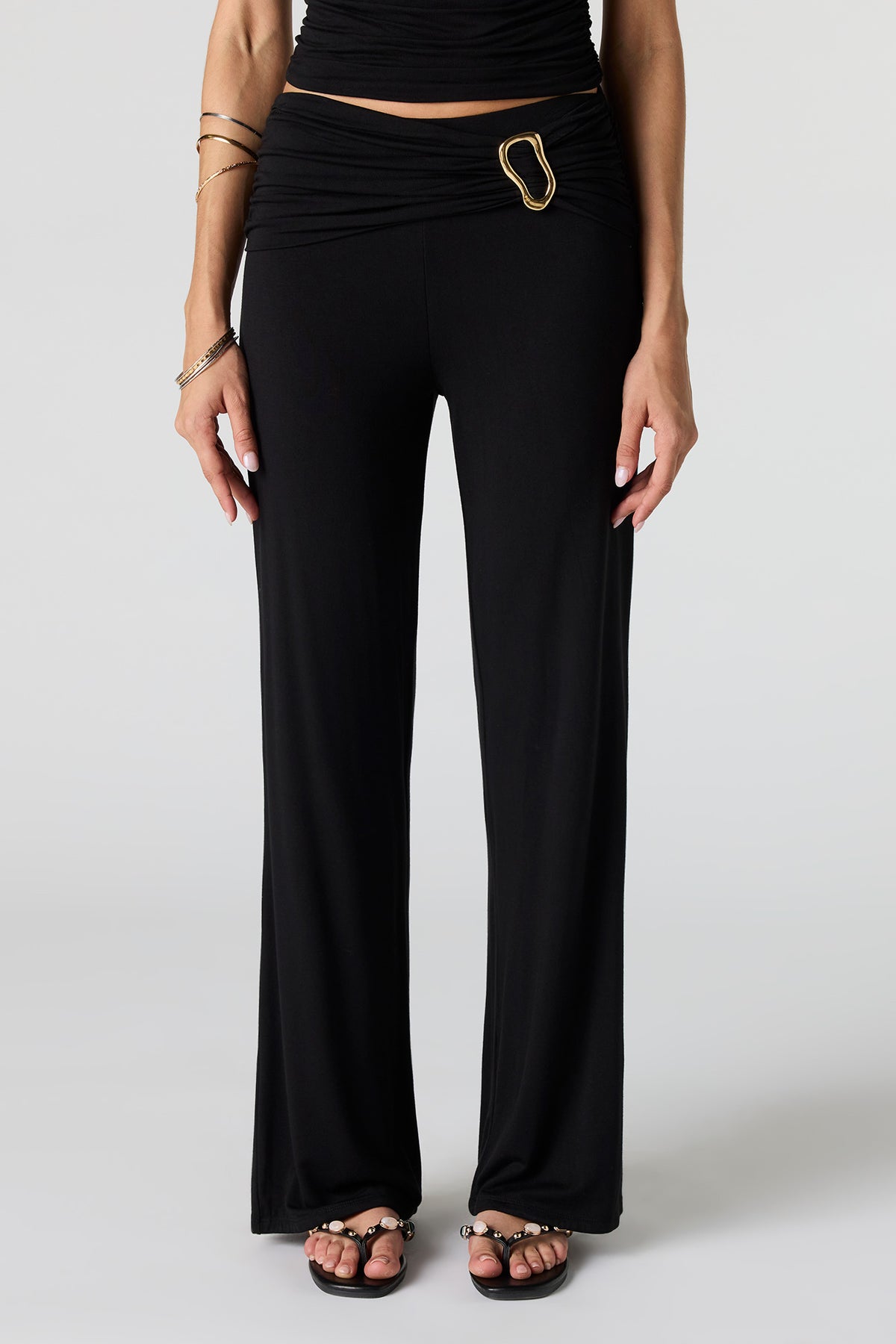 Alt View 5. Ruched Waist Wide Leg Pant - Yellow