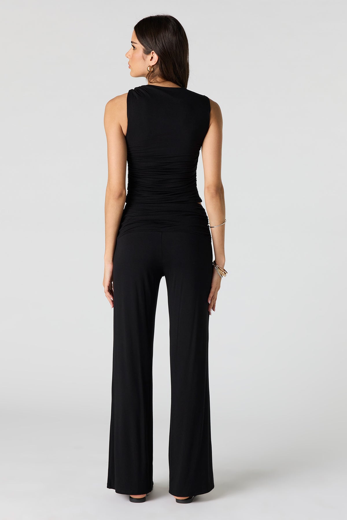 Alt View 6. Ruched Waist Wide Leg Pant - Yellow