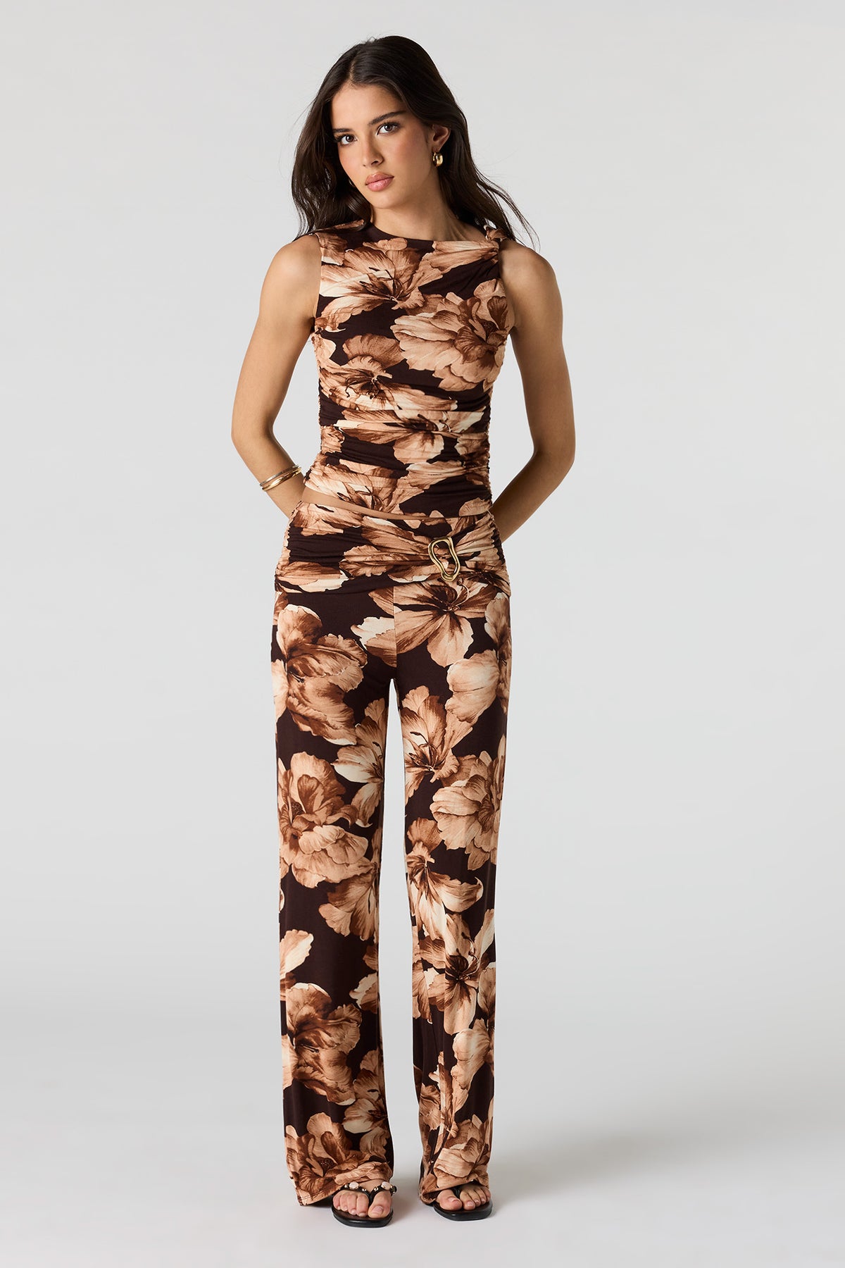 Alt View 7. Ruched Waist Wide Leg Pant - Yellow