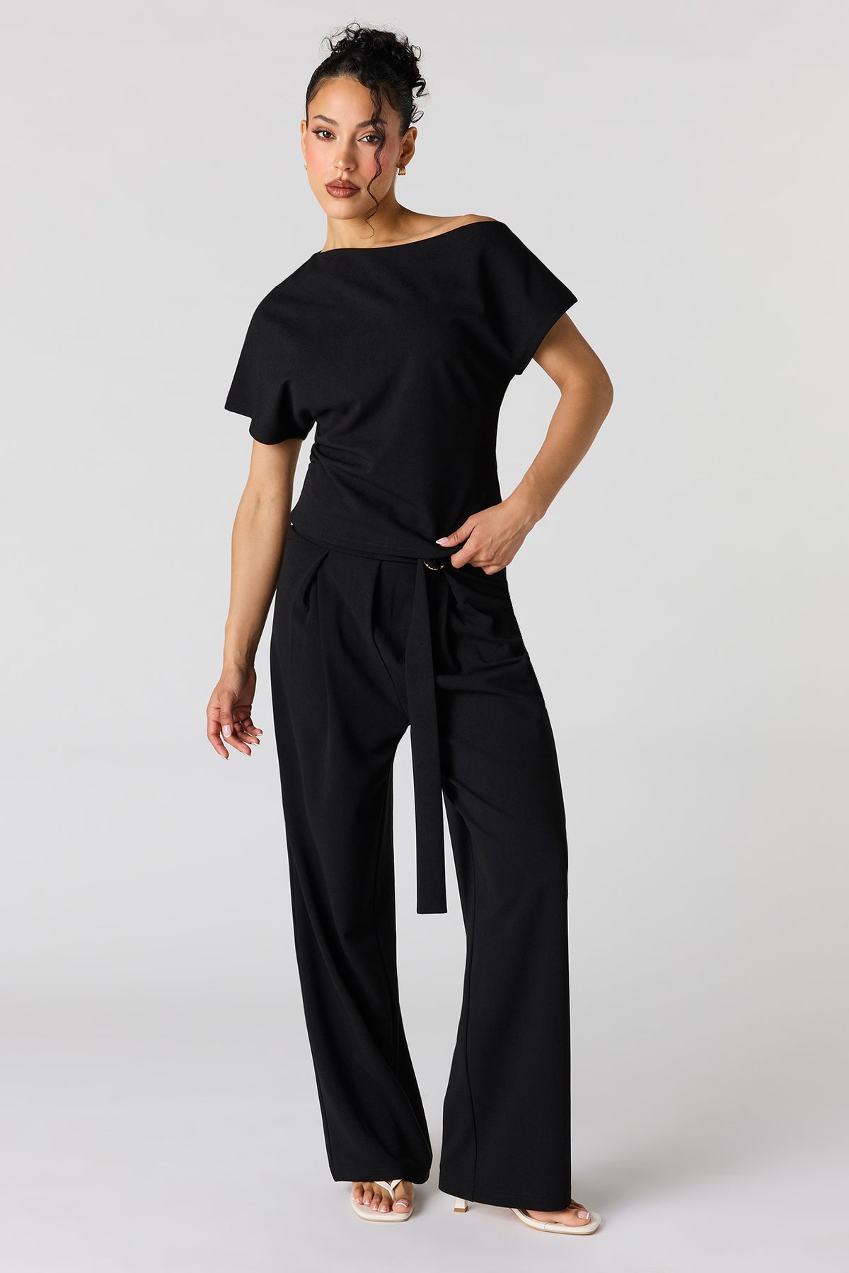 Alt View 3. Off Shoulder T-Shirt - Black