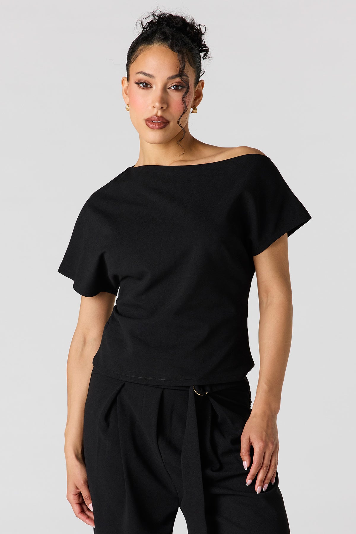 Off Shoulder T-Shirt - Black