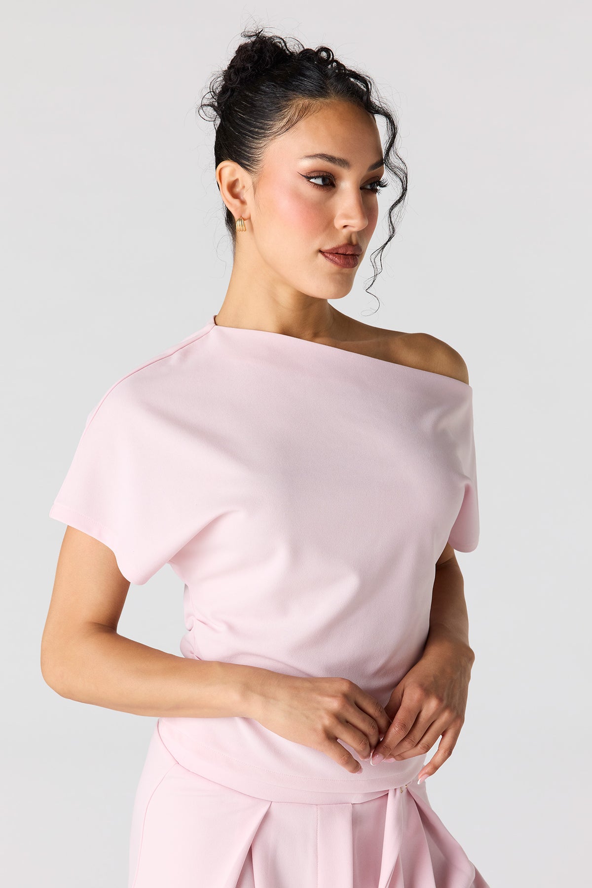 Off Shoulder T-Shirt - Lilac