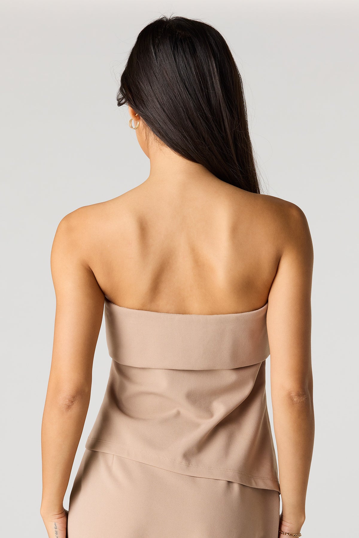 Alt View 2. Foldover Tube Top - Cream