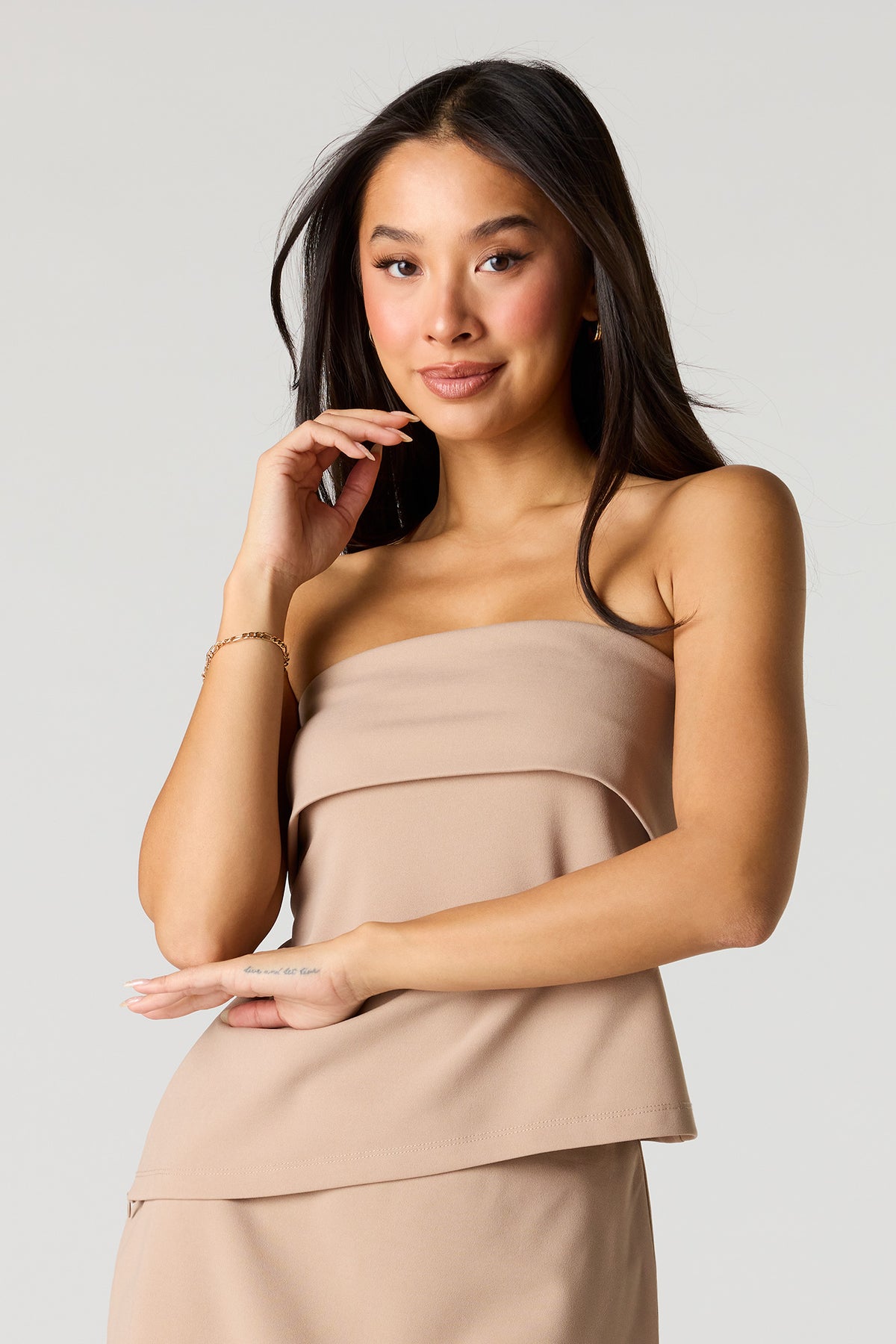 Foldover Tube Top - Cream