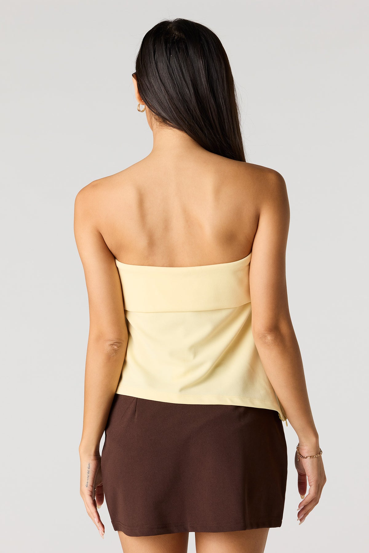 Alt View 2. Foldover Tube Top - Yellow