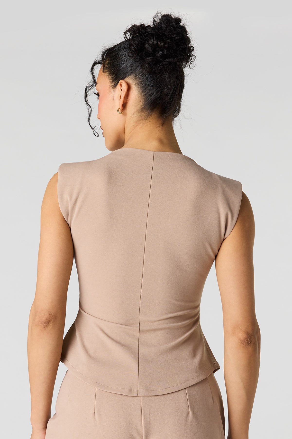 Alt View 2. High Neck Cap Sleeve Top - Cream